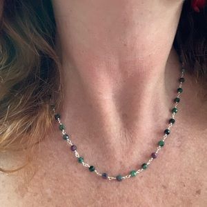 Beautiful sterling plated Ruby/Zoisite Necklace
